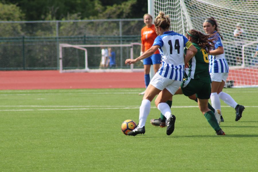 Charlotte Maurer (above) scored two goals in CCSUs win against Temple.