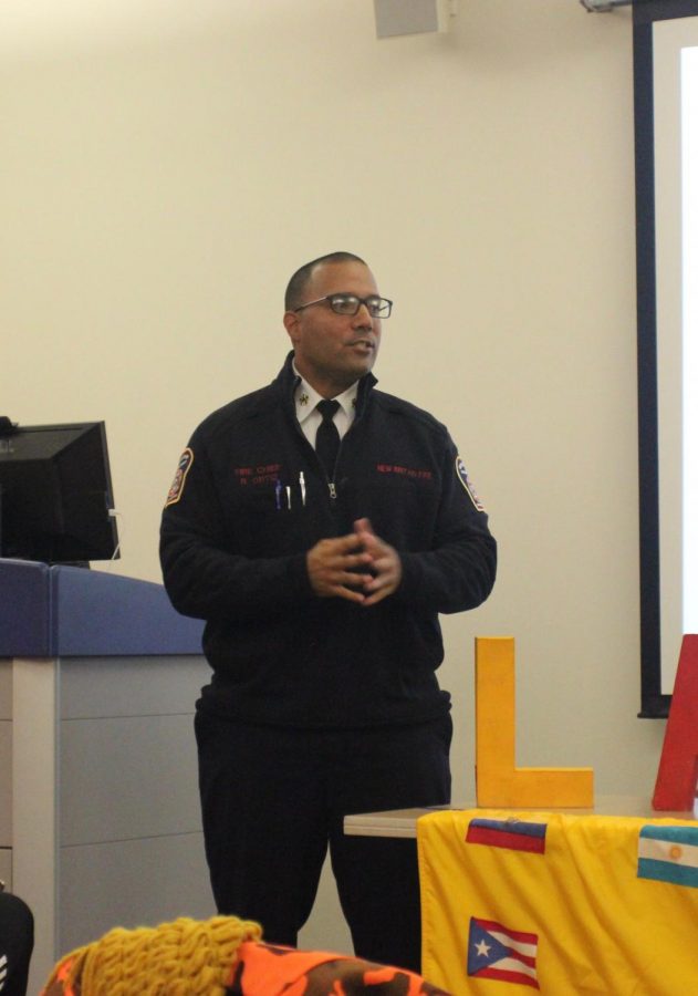 Raul Ortiz discussed his experience on becoming New Britain's first Latino fire chief Monday night.
