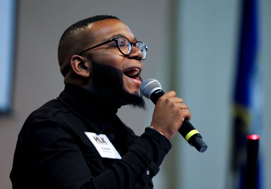 Third-place Sundays Best finalist Shane Davis performs at last Fridays breakfast honoring Dr. Martin Luther King Jr.