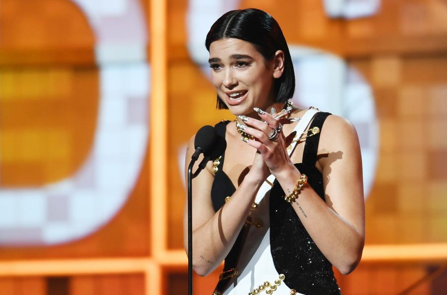 Best New Artist winner Dua Lipa accepts her award at the 2019 Grammys, while calling out Recording Academy president Neil Portnow on his sexist comment regarding female representation.  