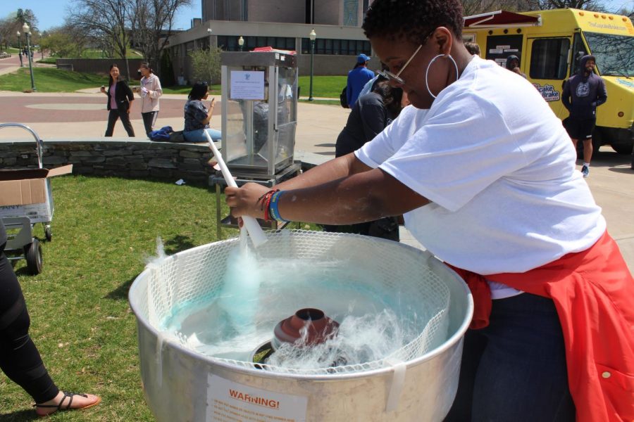 Thanks to C.A.N. volunteers, students were able to wait in line for deliciously made cotton candy. 