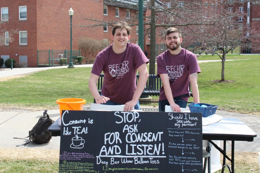 James Angelopoulos and RA Jack Clonan host activity Stop, Ask for Consent and Listen. 