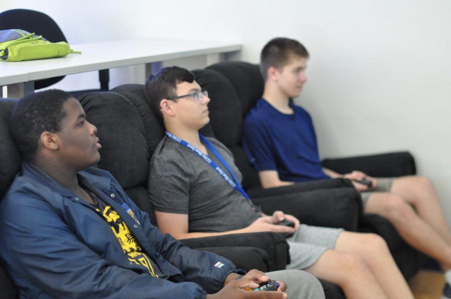 Students bond over a game of Super Smash Brothers Ultimate.