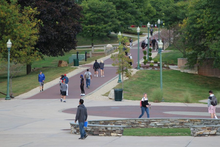 CCSU students walking around campus