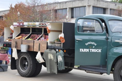 The Farmington Farm Truck called Violet Mae was parked outside the Student Center.