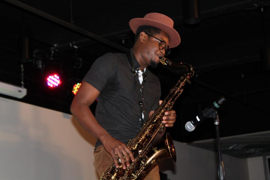 Justin Melville played the saxophone during his performance at Love Jones.
