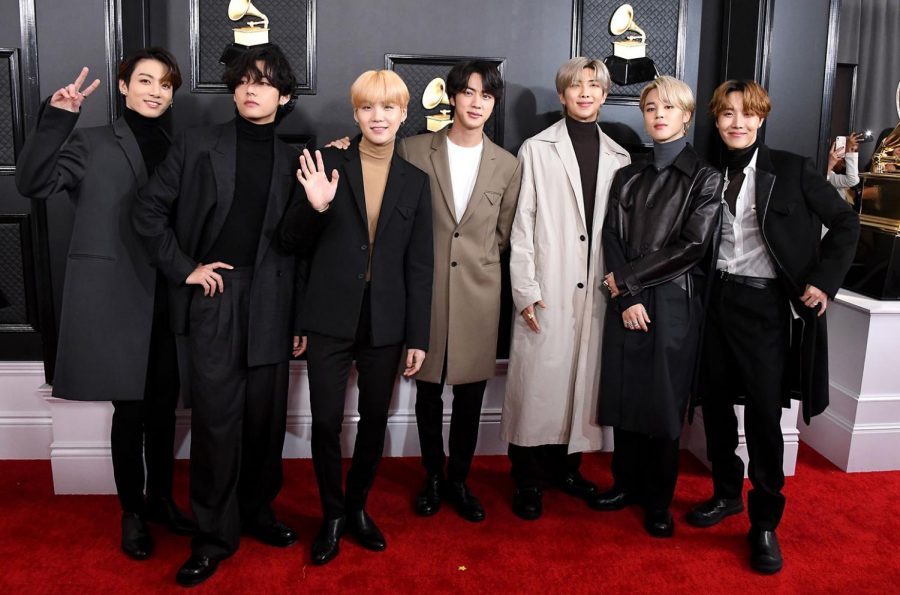 BTS on the 2020 GRAMMYs red carpet.