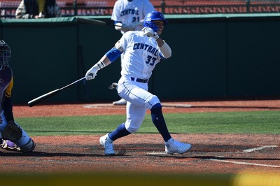 Matthews (above) hit two home runs against Albany.