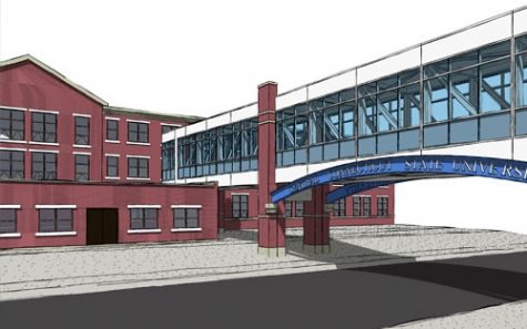 Sketch of the pedestrian bridge from the Willard and DiLoreto parking garage to the Willard-DiLoreto building