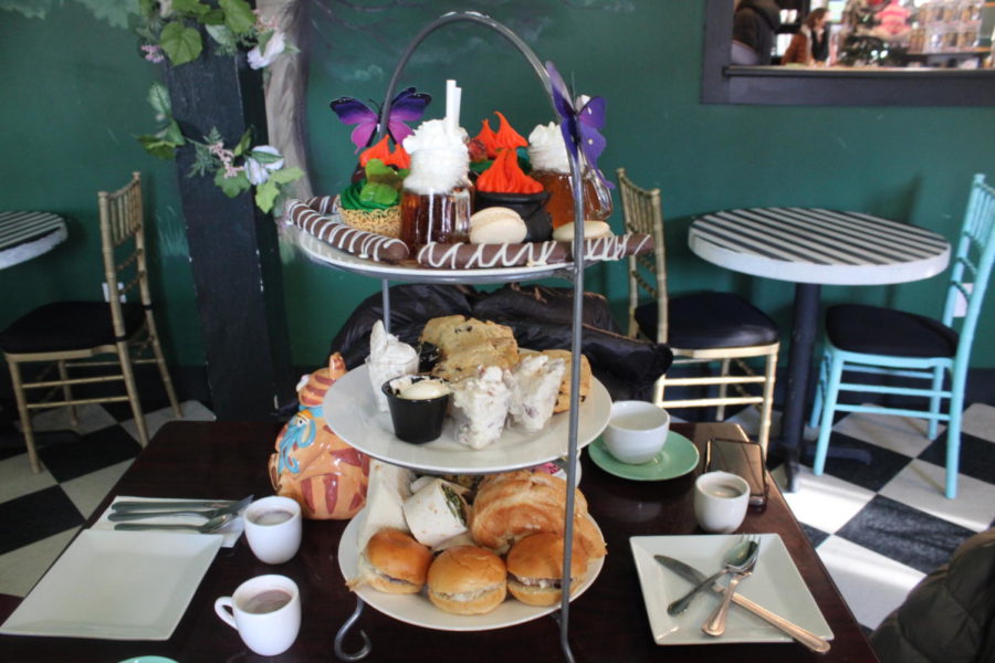 Tea Parties at Alice in the Village have their treats served on Afternoon Tea stands. Photo by: Melody Rivera