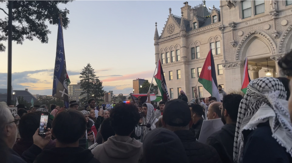 All out for Palestine Rings in Hartford streets