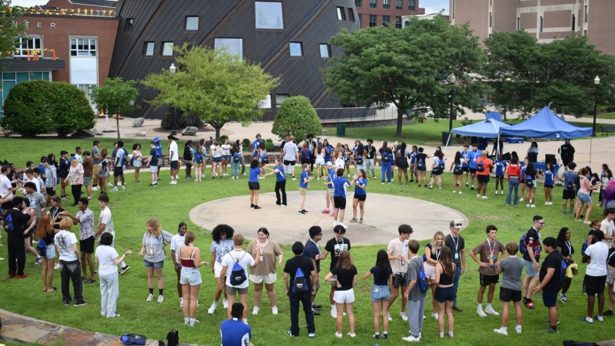 Freshmen during orientation