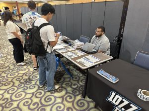 Co-Editor-In-Chief Marcus Saunders, working to get more writers for the Recorder.