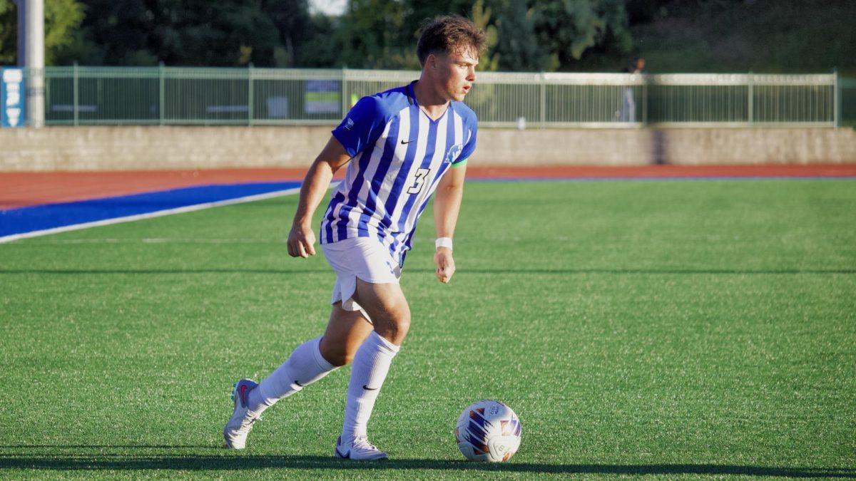 Junior Trevor Ray handles the ball in a 2-1 loss to Binghamton