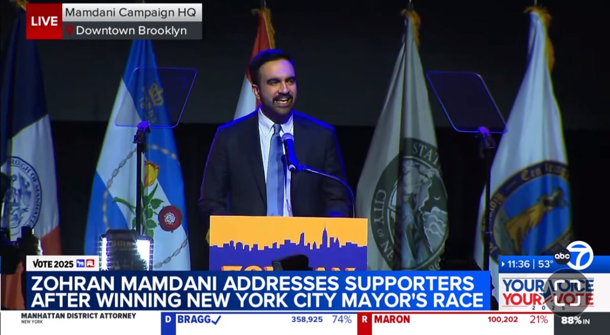 Zohran Mamdani during his acceptance speech talking about the future he has planned for New York City